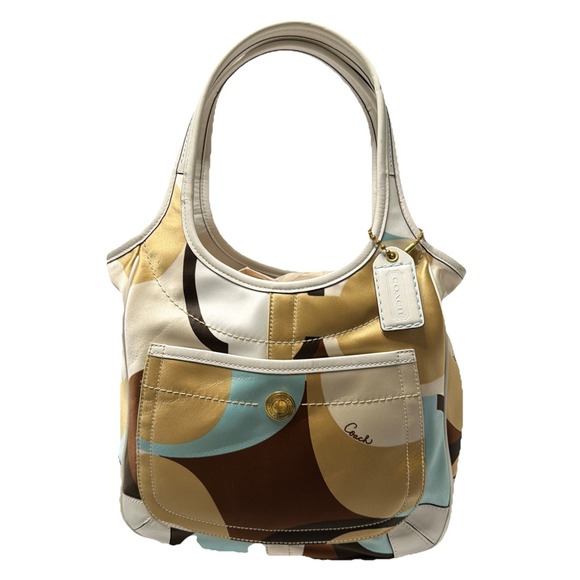 Coach Handbags - Coach Y2K Ltd Ed Ergo Multi Color Signature Scarf Print Shoulder Tote Bag Purse